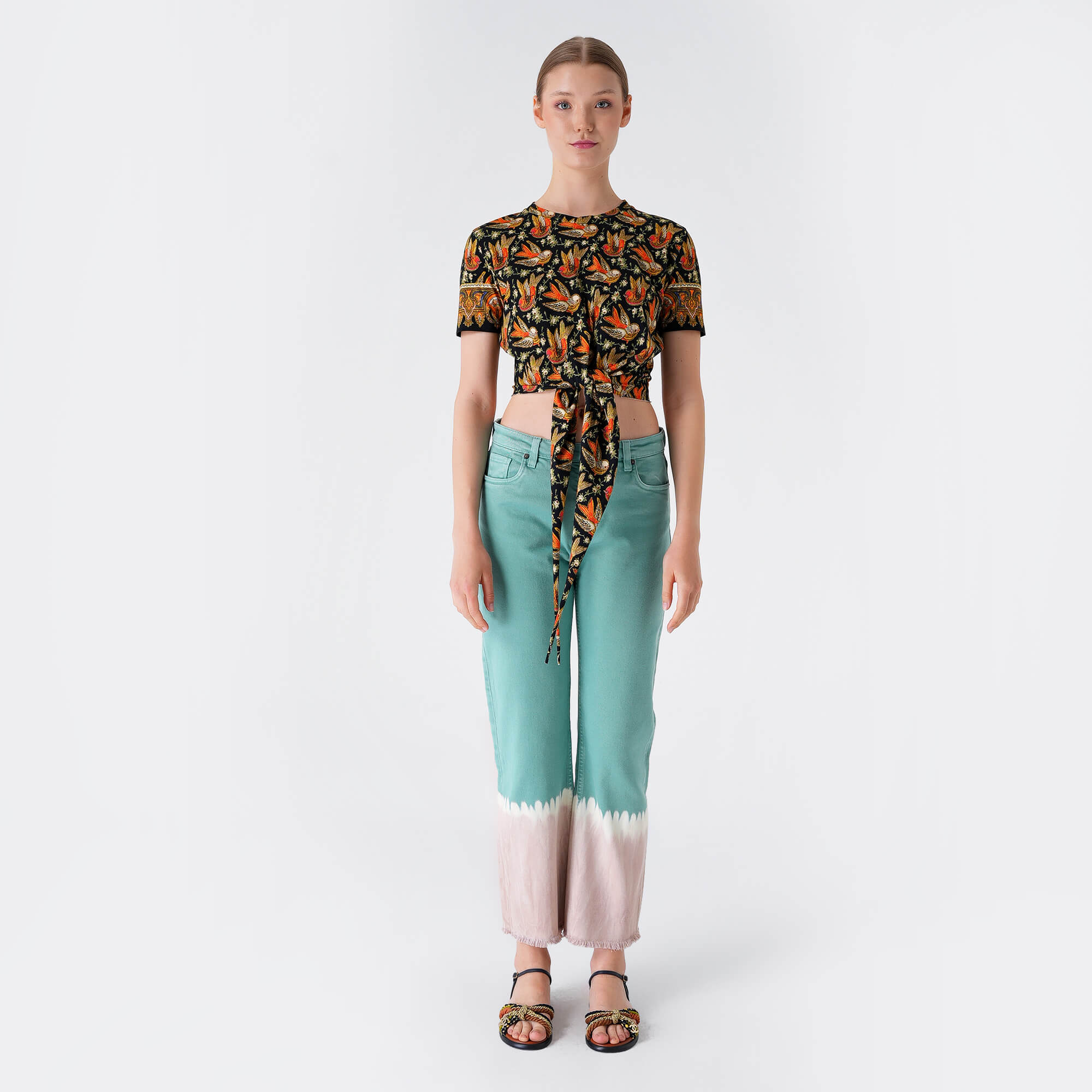 Etro - Nile Green Batic Print Cotton Pants